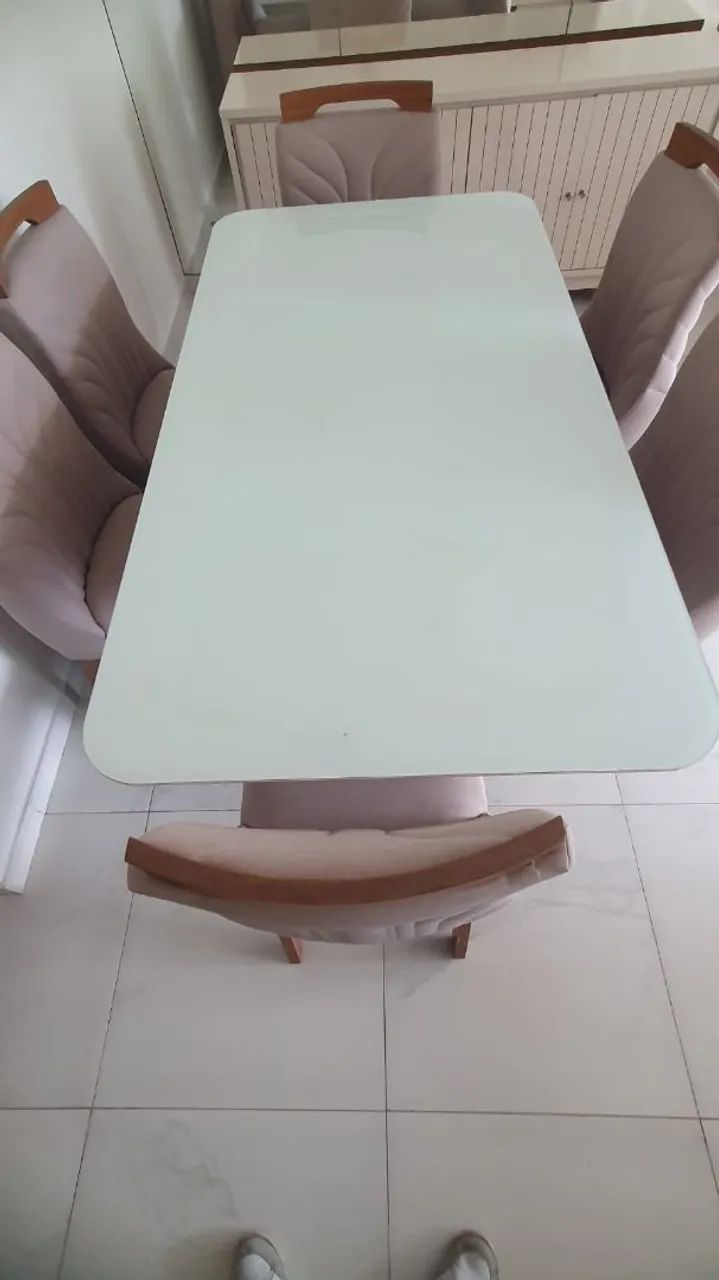 Mesa de Jantar 170x90cm tampo com vidro sem cadeiras. - Foto 3