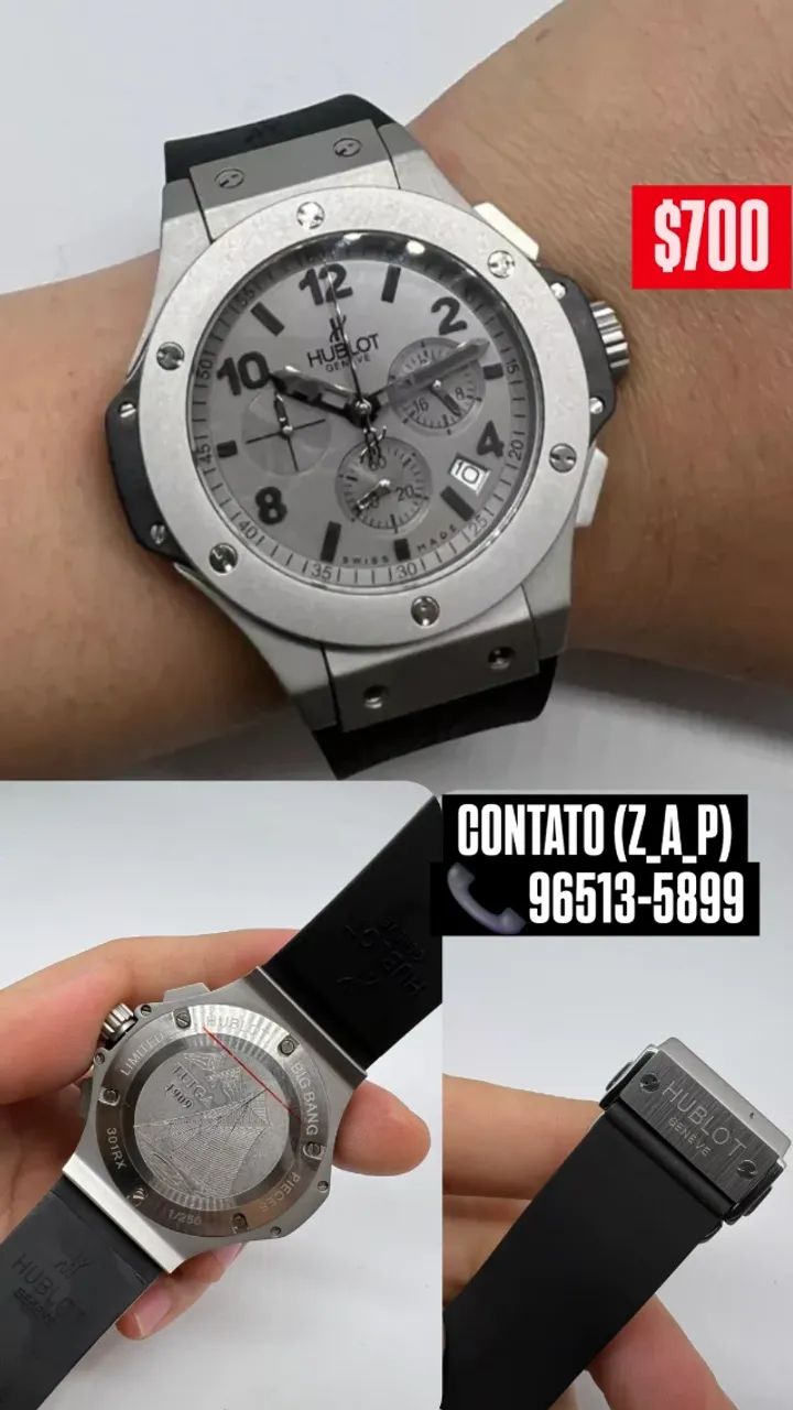 Relógio HUBLOT GENEVE TUIGA 1909 PRATA MULTIFUNCIONAL 