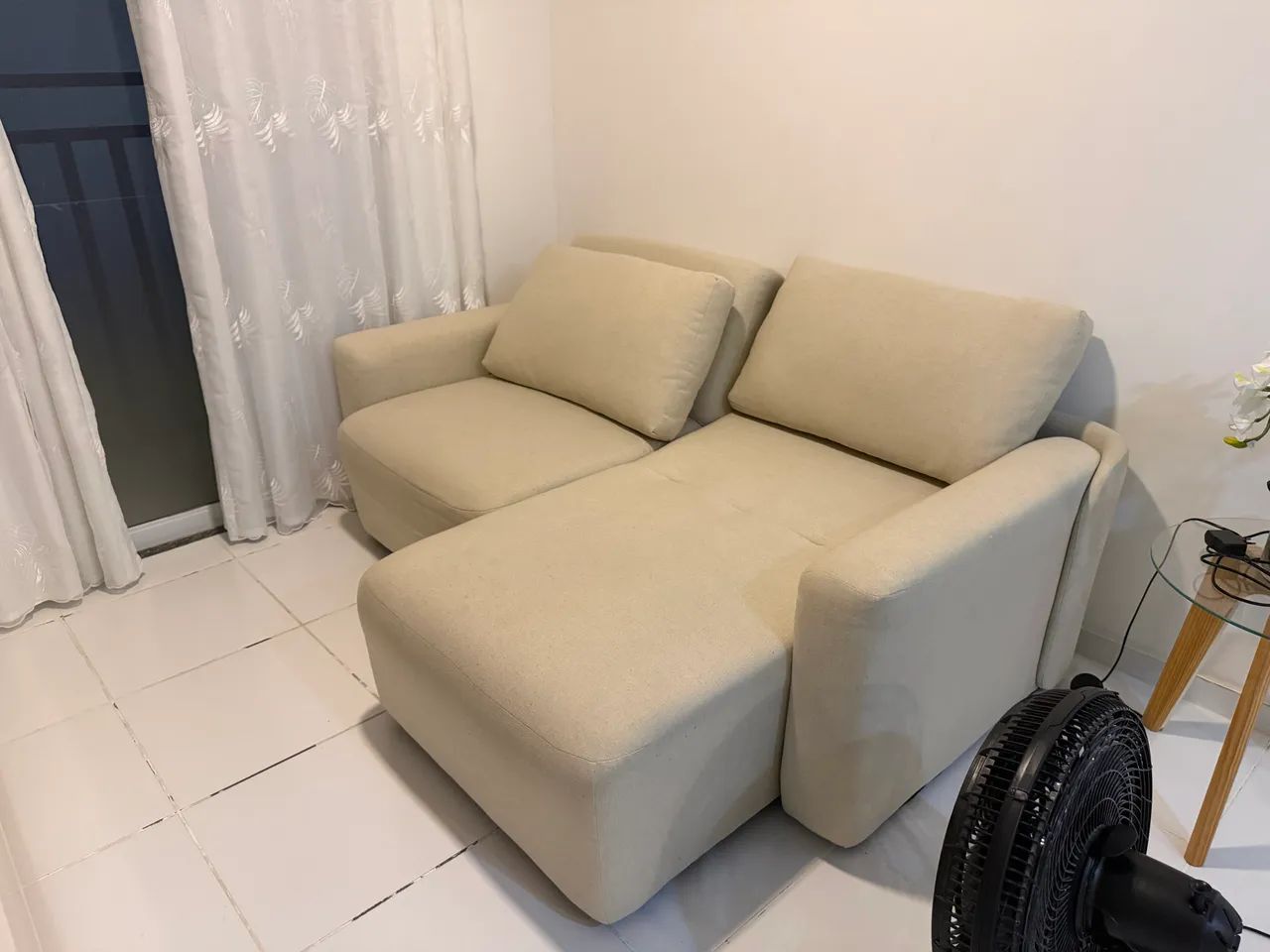 SOFÁ CAMA DE LINHO BEGE - Foto 2