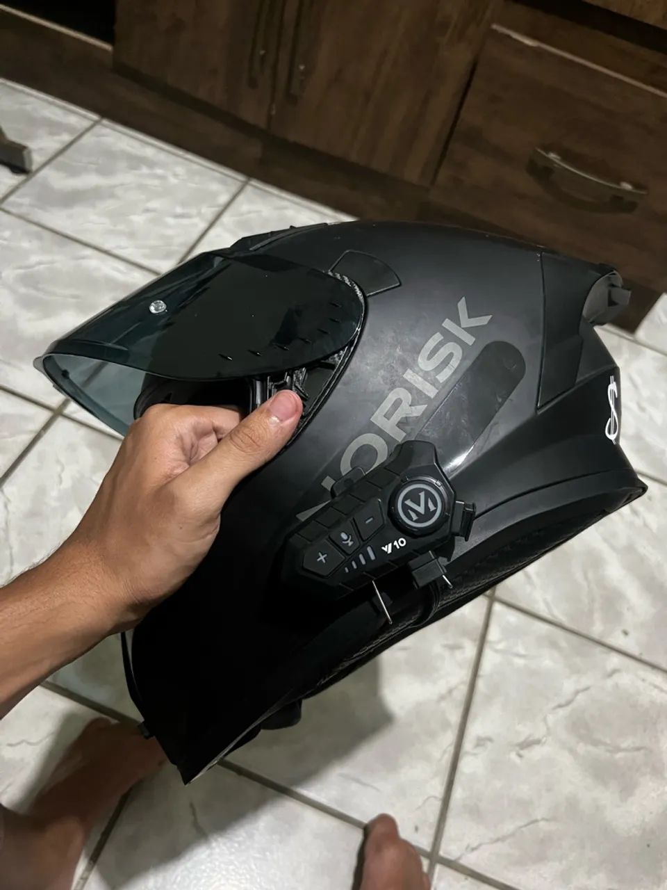 Kit Norisk Flow preto + 2 viseiras + intercomunicador