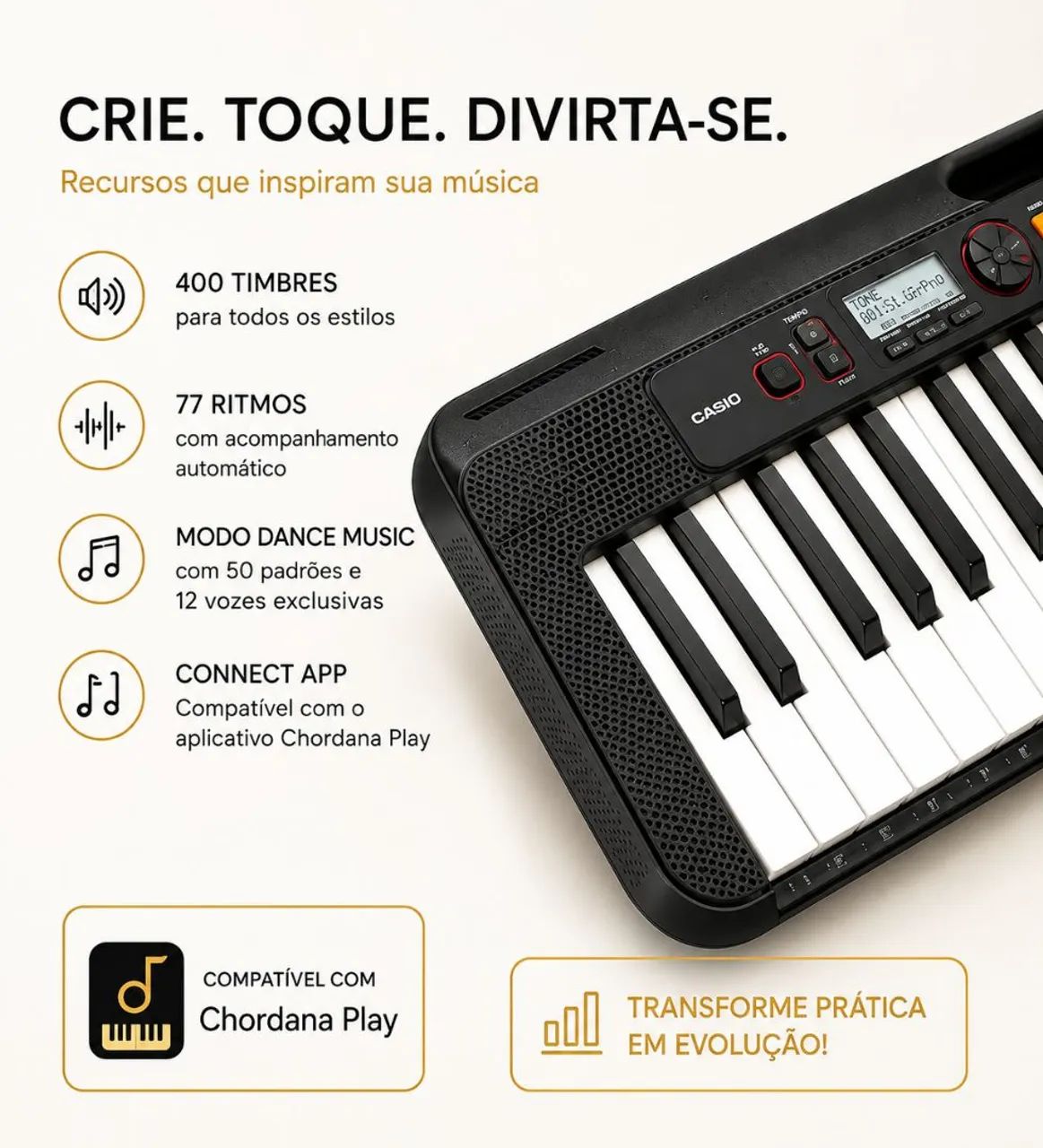 Teclado Casio Ct s200 novo com garantia e NF. - Foto 2