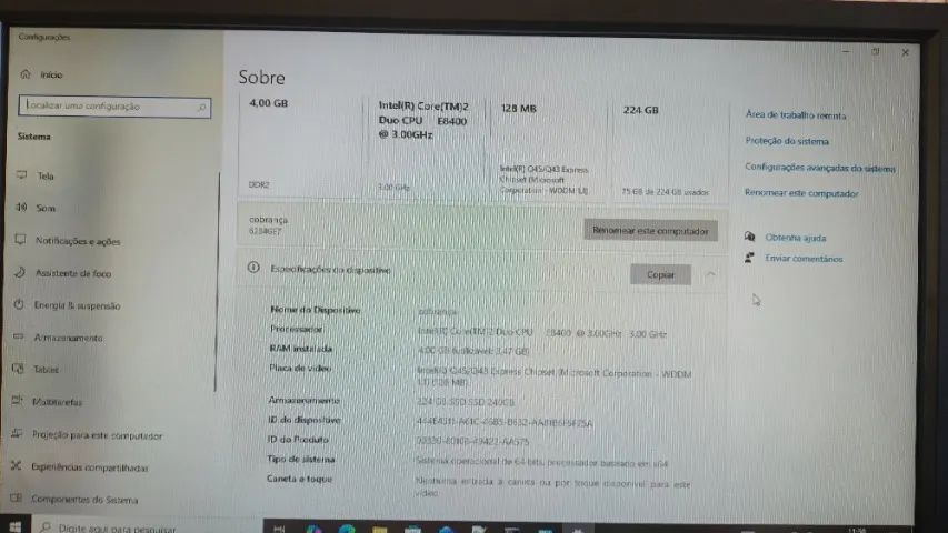 Desktop Lenovo ThinkCenter Core 2 Duo 3ghz 4Gb RAM e 240GB SSD Win10Pro(pt-br) SKU01 - Foto 2