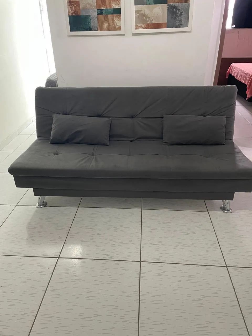 Sofá cama Casal Reclinável Suede 1,88 M Seminovo - Foto 2