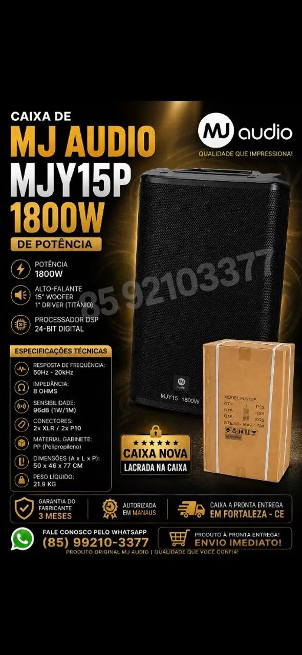 Caixa de som MJ AUDIO MJY15 1800W - Foto 3