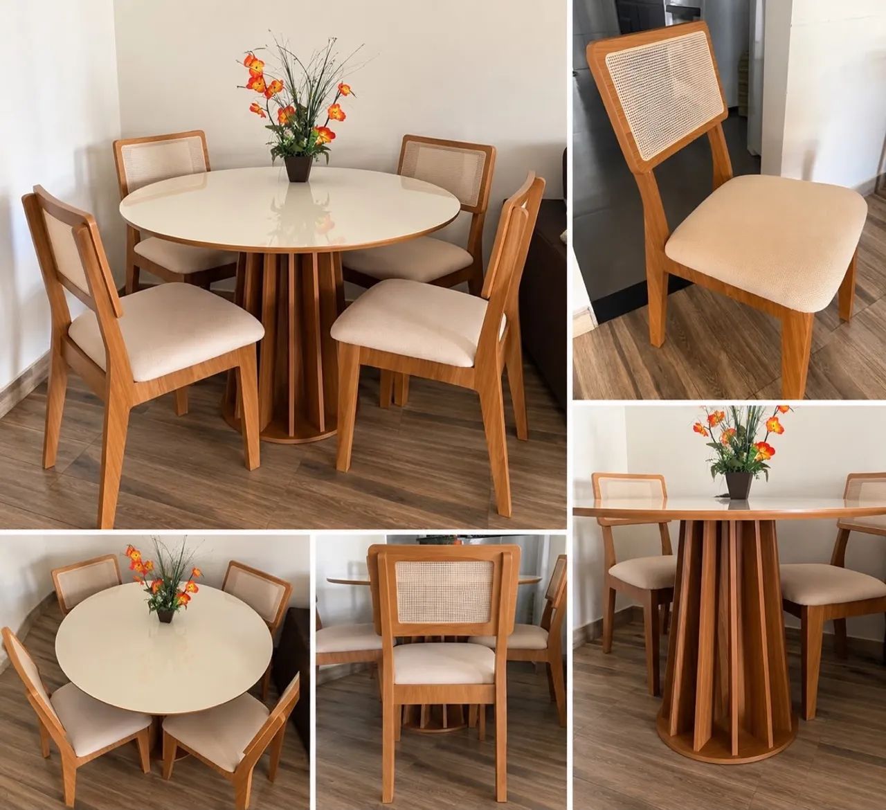 Mesa 4 cadeiras madeira sem detalhe
