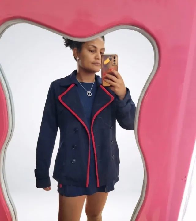 trench coat lucky ouro azul marinho - Foto 2