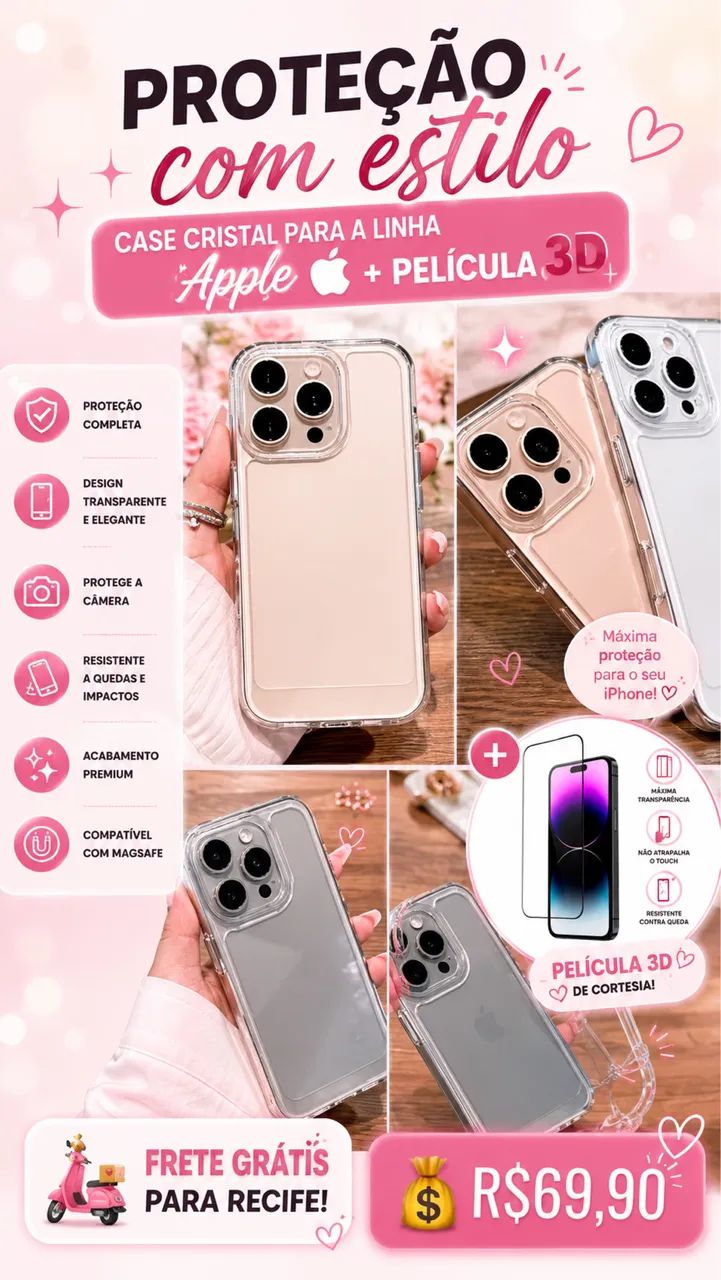 Capa 17 pro max + película 3D + frete grátis 