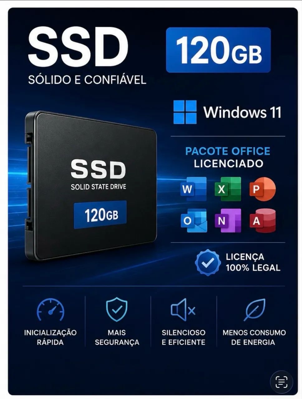 SSD 120GB WINDOWS 11 LICENCIADO - Armazenamento - Tupi, Praia