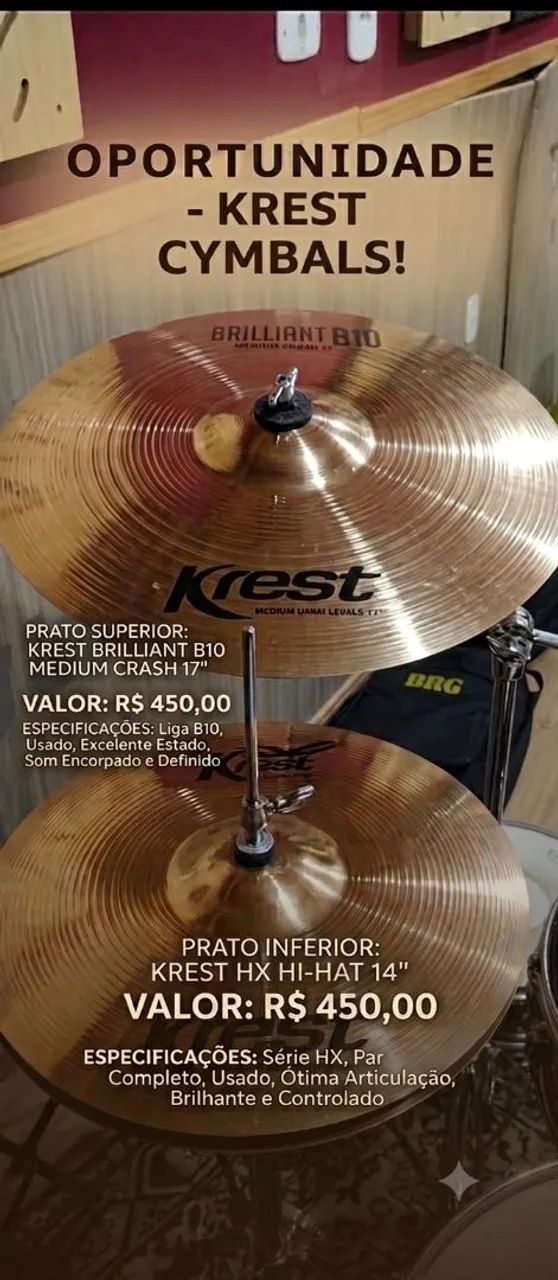 Pratos Krest Cymbals
