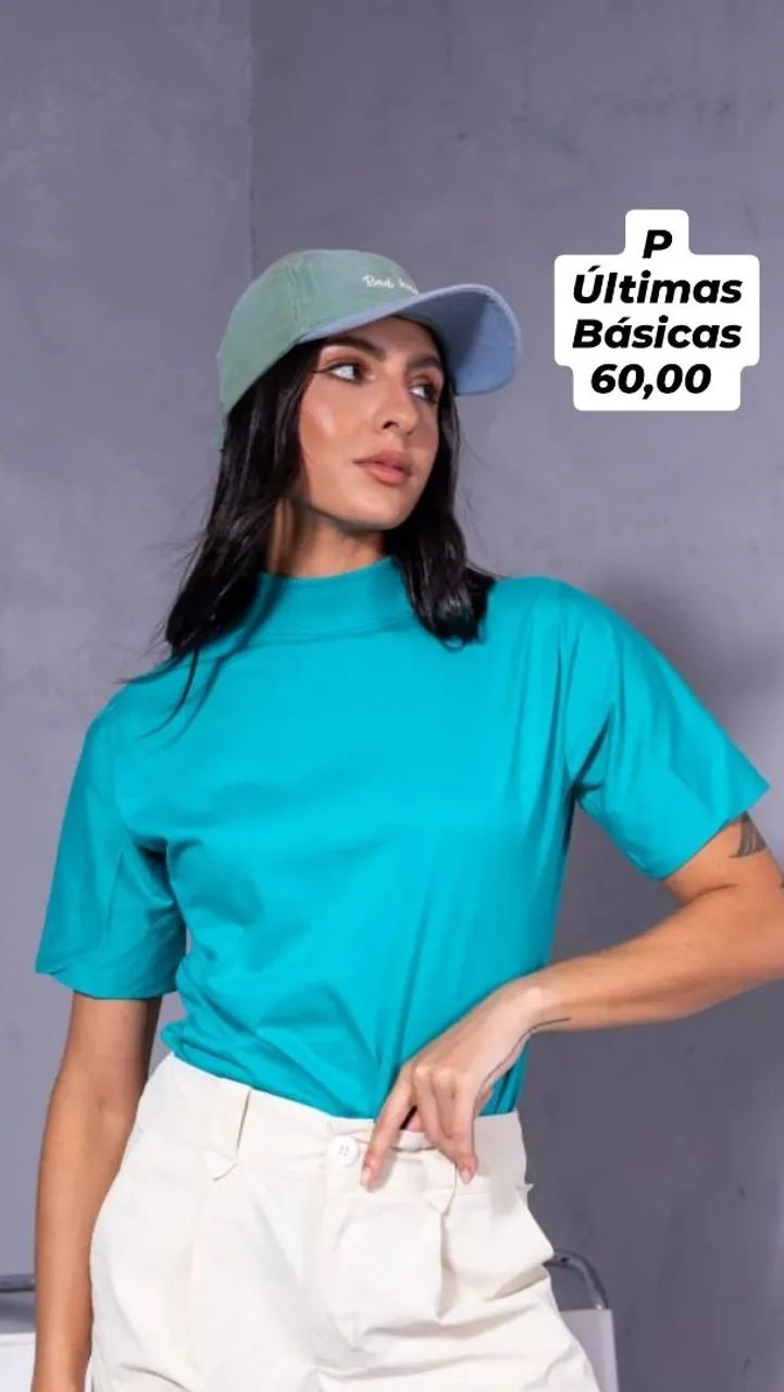 T-shirt básica gola alta - Foto 3