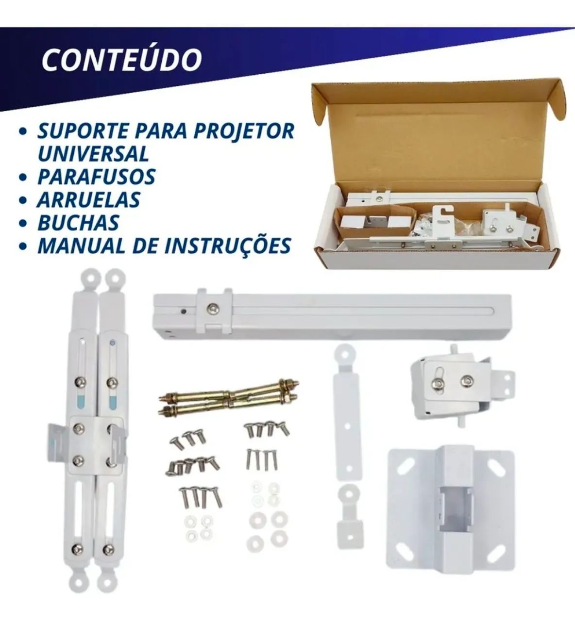 Suporte para Projetor Universal Branco - Teto e Parede. - Foto 4