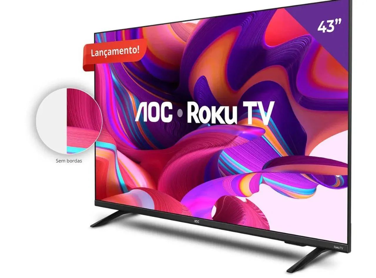 Vendo Smart tv AOC  Full hd nova 43 polegadas , sem bordas . Vai de brinde um suporte  - Foto 2