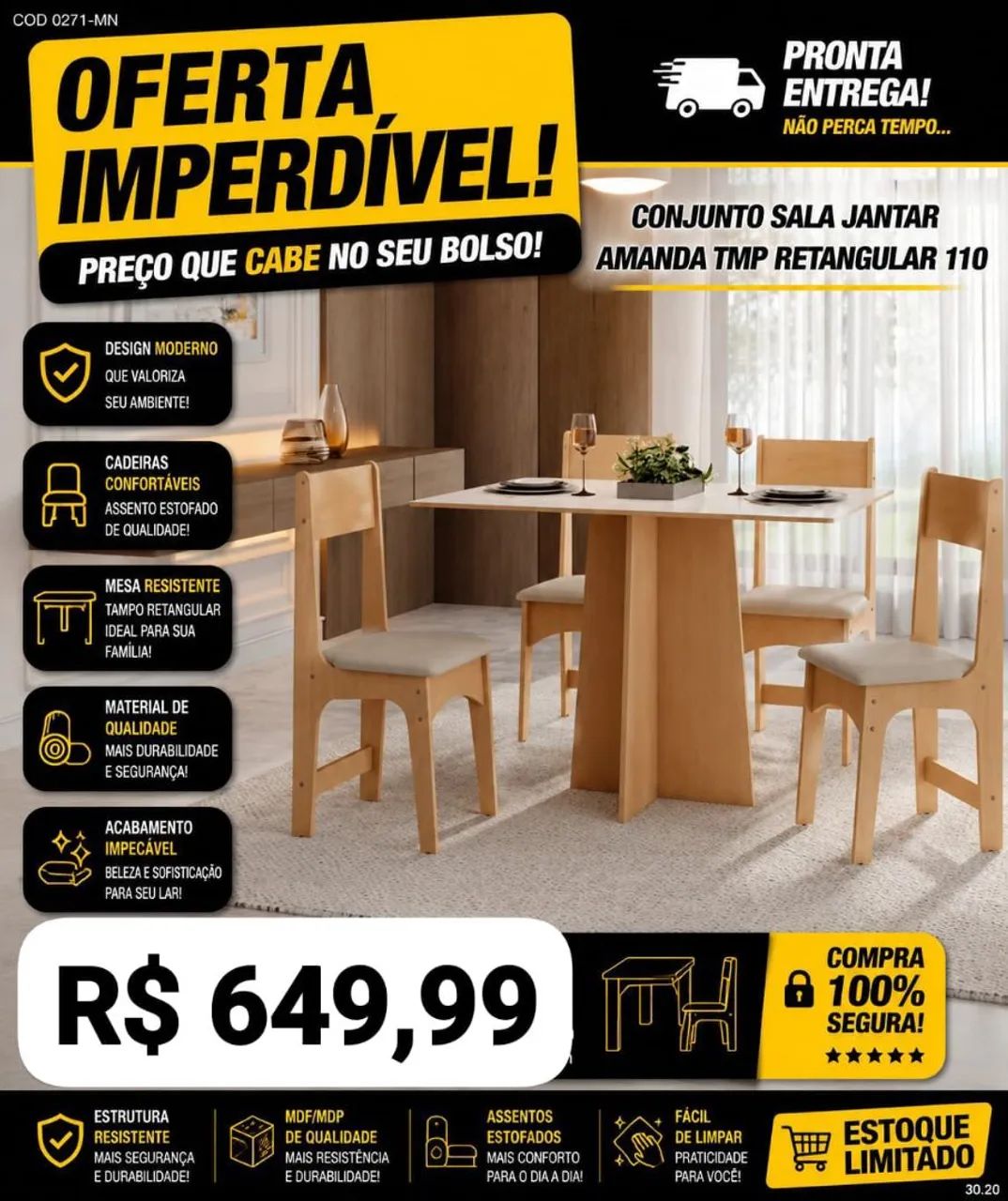 MESAS DE JANTAR FRETE GRÁTIS 