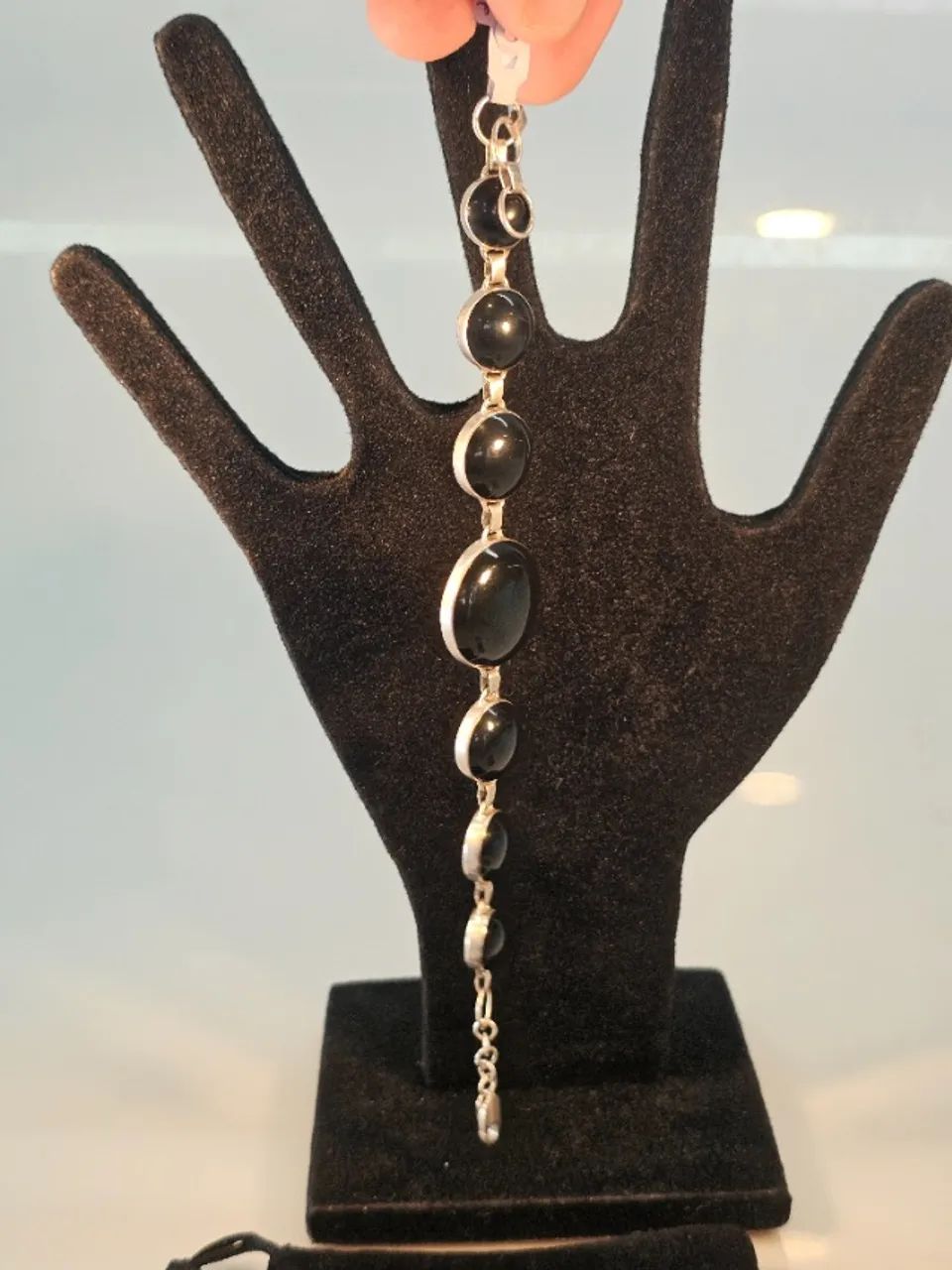 Pulseira Madrepérola e ônix trabalho fino em prata  - Foto 2
