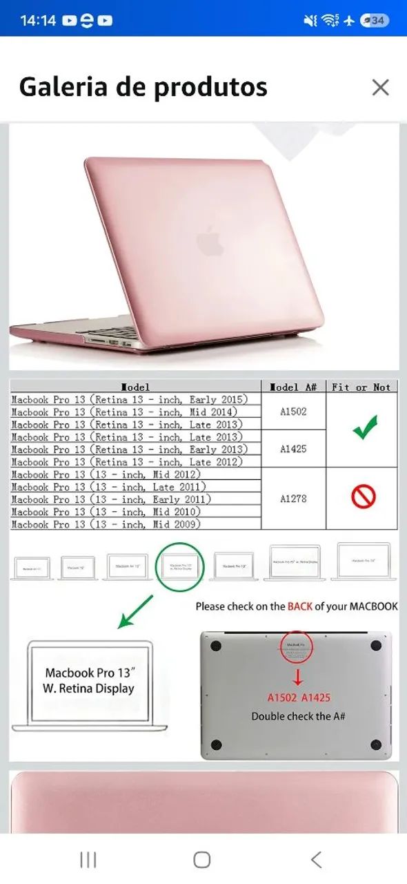 Capa rígida (de policarbonato) + película MacBook Pro 13" Retina (modelos A1425 e A1502) - Foto 3