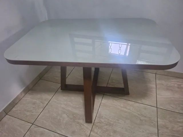 Mesa Off-White com vidro temperado - Foto 4