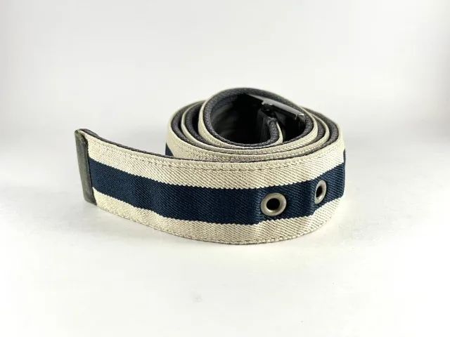 Cinto Masculino CNS Dupla Face Azul e Bege com Fivela Metálica