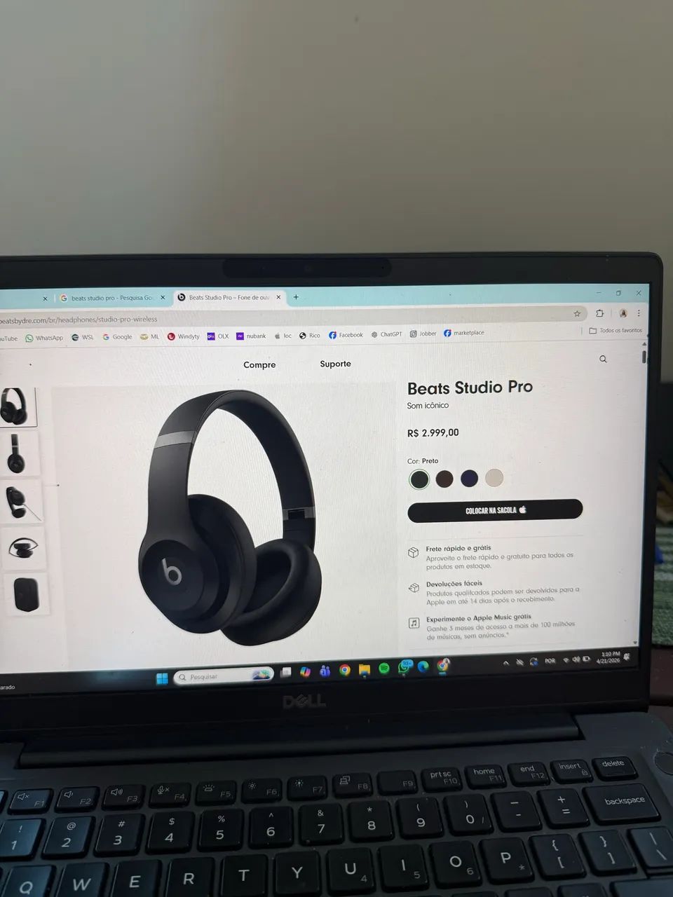 Fone de ouvido - Beats Studio pro - C/ cancelamento de ruído  - Foto 5
