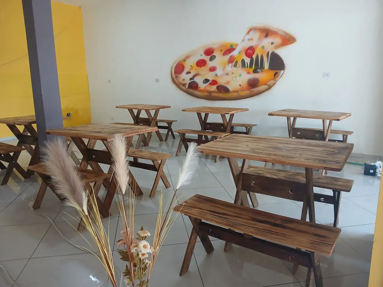 Mesas e bancos rústicos para seu restaurante, lanchonete pizzaria,  comércio em geral  - Foto 4