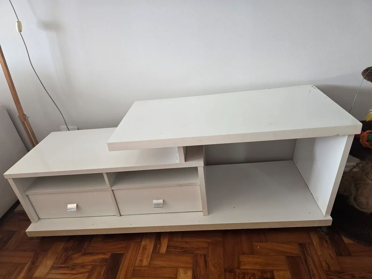 Rack branco com duas gavetas