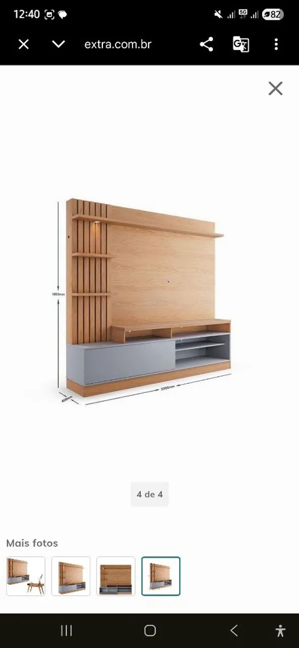 Rack estante Home Theater Freijó cinza para 65 polegadas - Foto 4