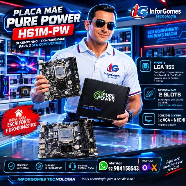 Placa Mãe Pure Power H61M-PW DDR3 - Foto 2