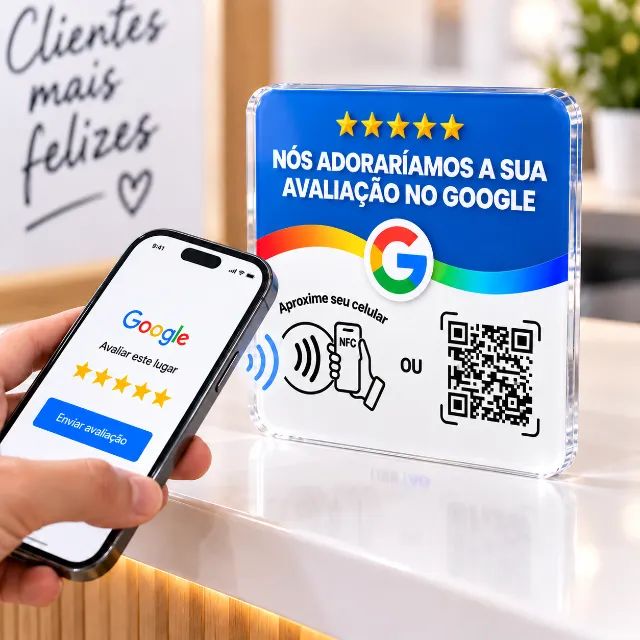 Placa NFC Google Avaliações com QR Code para Empresas e Lojas - Foto 3