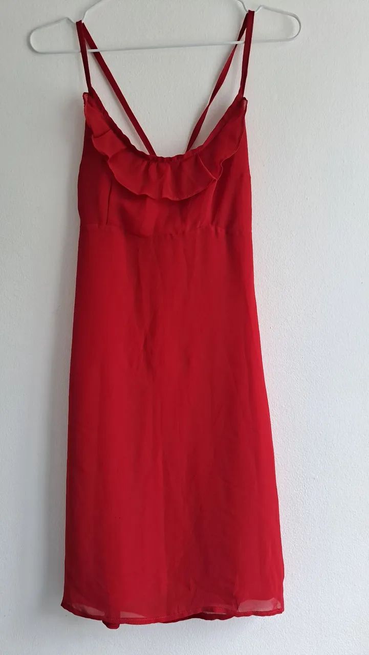 Vestido vermelho crepe de seda - tam 38/40