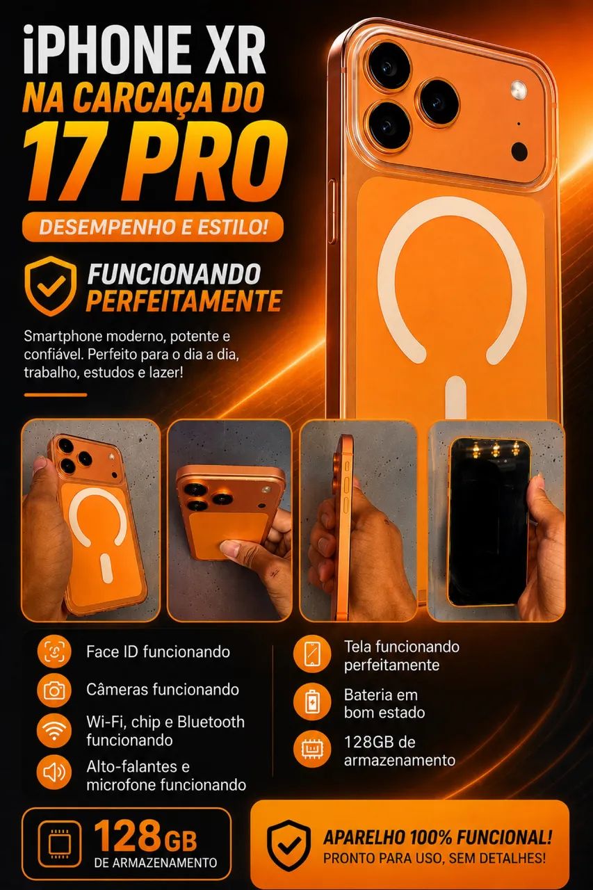 iPhone XR na carcaça do 17 pro