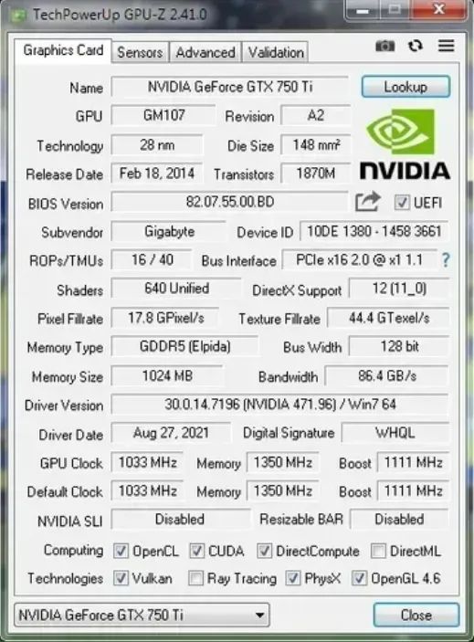 Placa De Video Gtx 750 Ti 1gb Gddr5 Gigabyte 128-bit - Foto 4