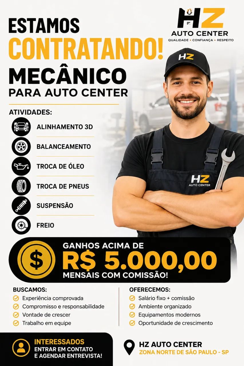 Vaga de mecânico de Auto Center 