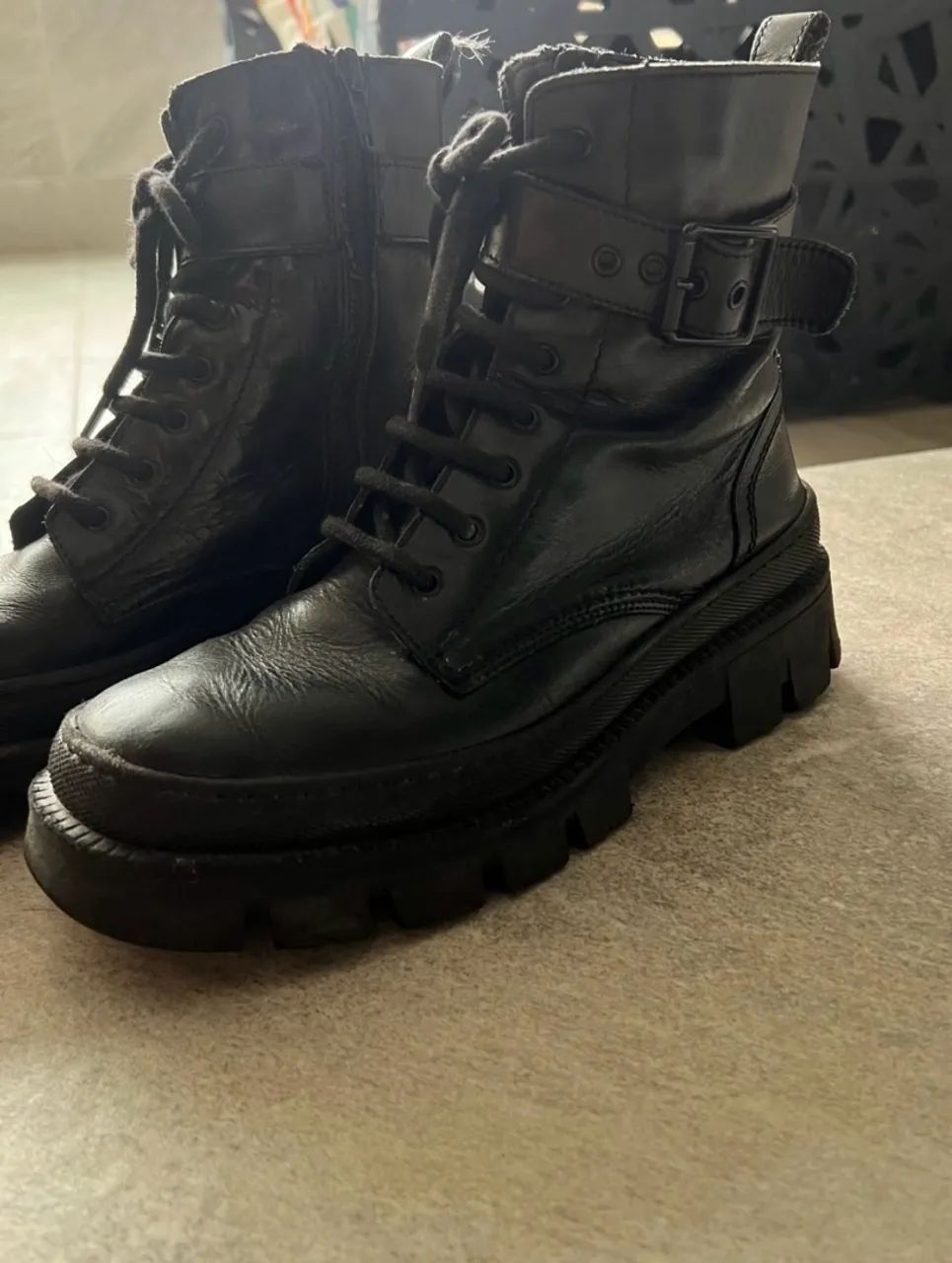 Bota preta de couro 36 - Foto 3