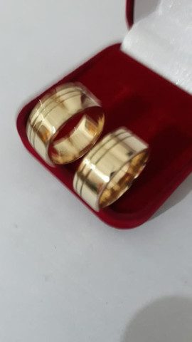 Par aliança moeda antiga noivado ou casamento  - Foto 4