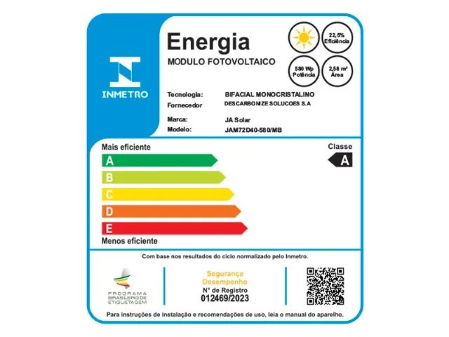 Kit com 6 Painéis Solares Fotovoltaicos JA 580W Bifacial - Foto 2