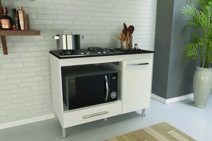 Balcão para cooktop 105 branco - FRETE GRÁTIS 