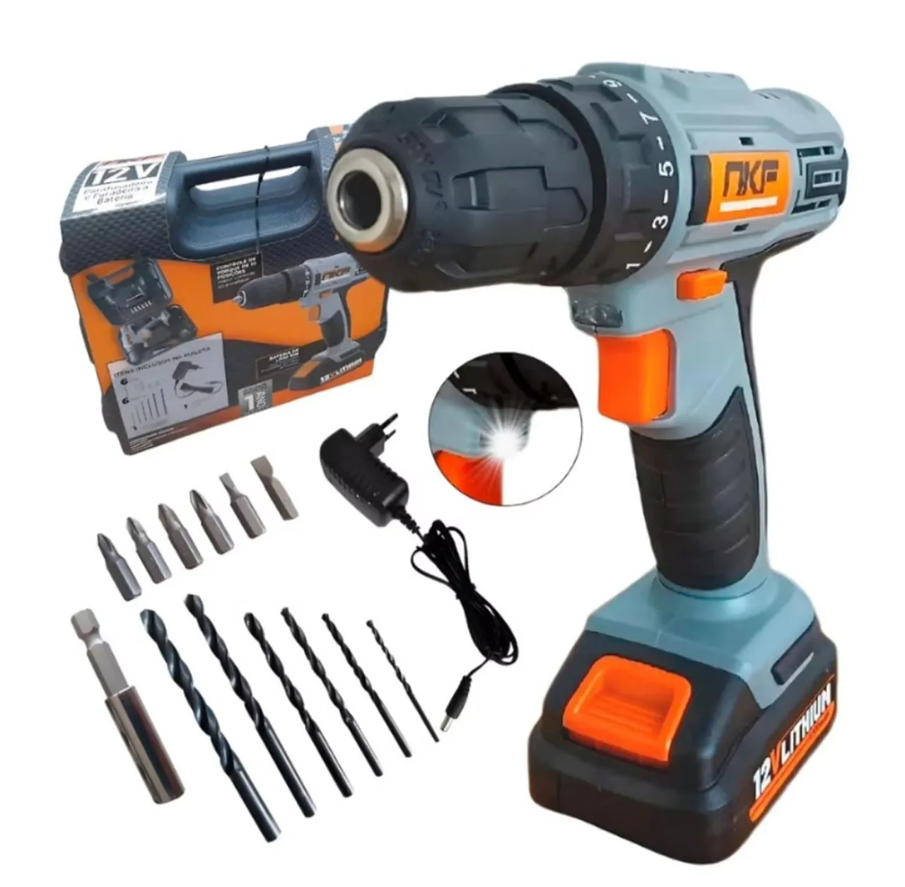 Parafusadeira/Furadeira 12V com maleta e 13 Acessórios