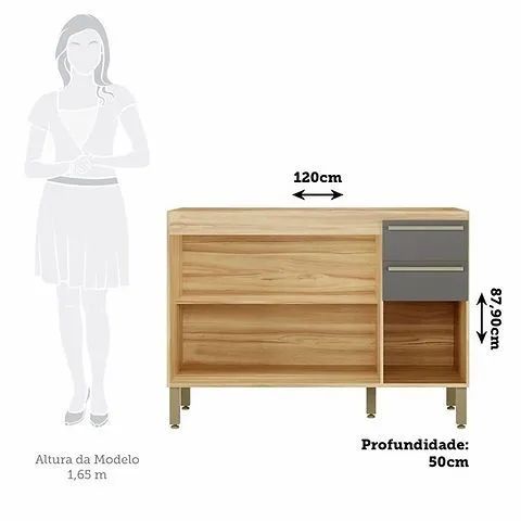 Balcão para Pia 120 cm Napoli Prime, 100% MDF - Ronipa - Foto 5
