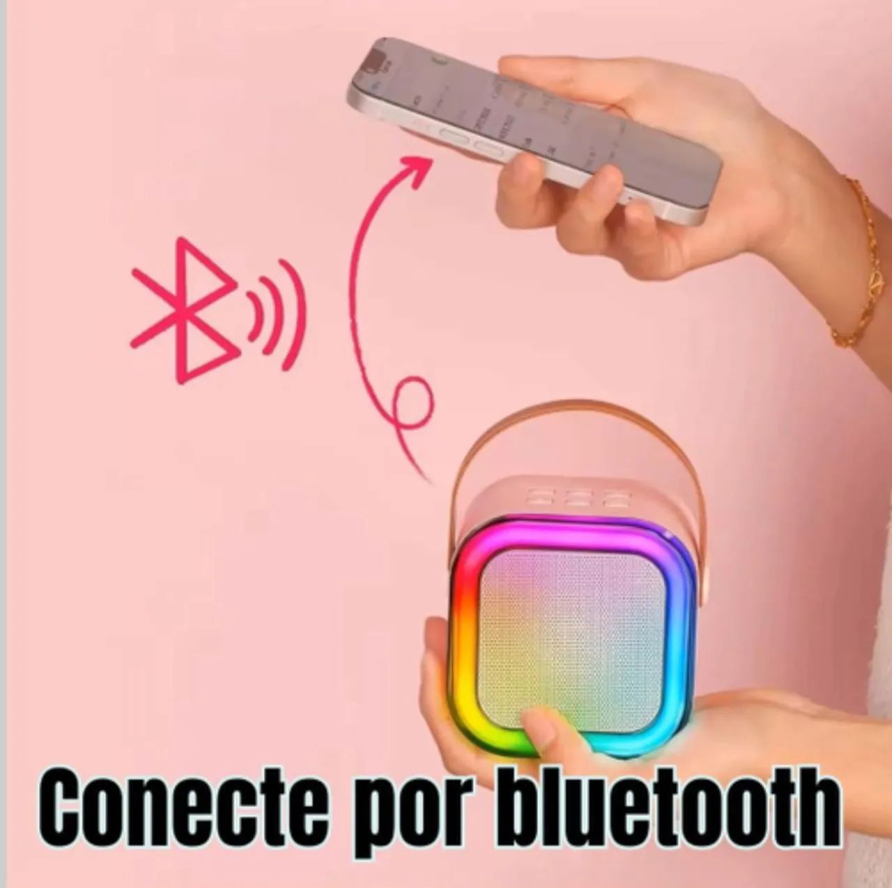 Kit Karaoke Bluetooth com 2 Microfones Sem Fio - Foto 6