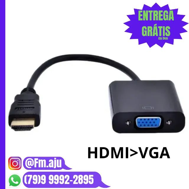 Adaptador HDMI > VGA para monitor - Novo / Entrega Grátis 8km/ Garantia