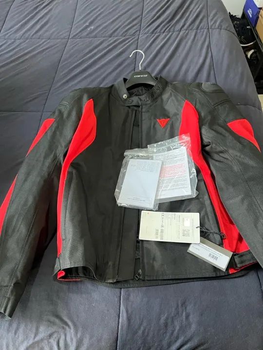 Jaqueta para moto Dainese Tex Mistica Preto/Vermelho Tam 54 L - Foto 2