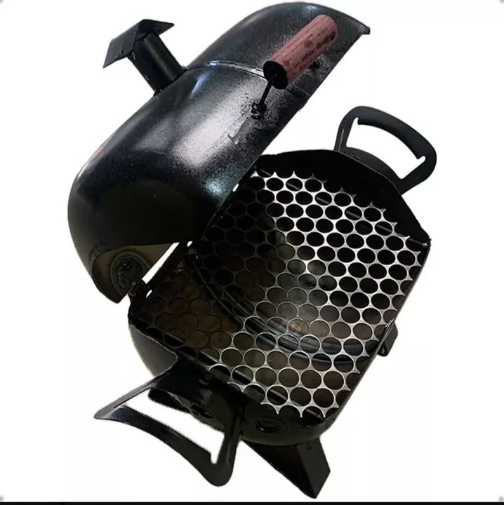 Churrasqueira Móvel Bafinho 47x32x32cm Tambor Mini Preta - Foto 4