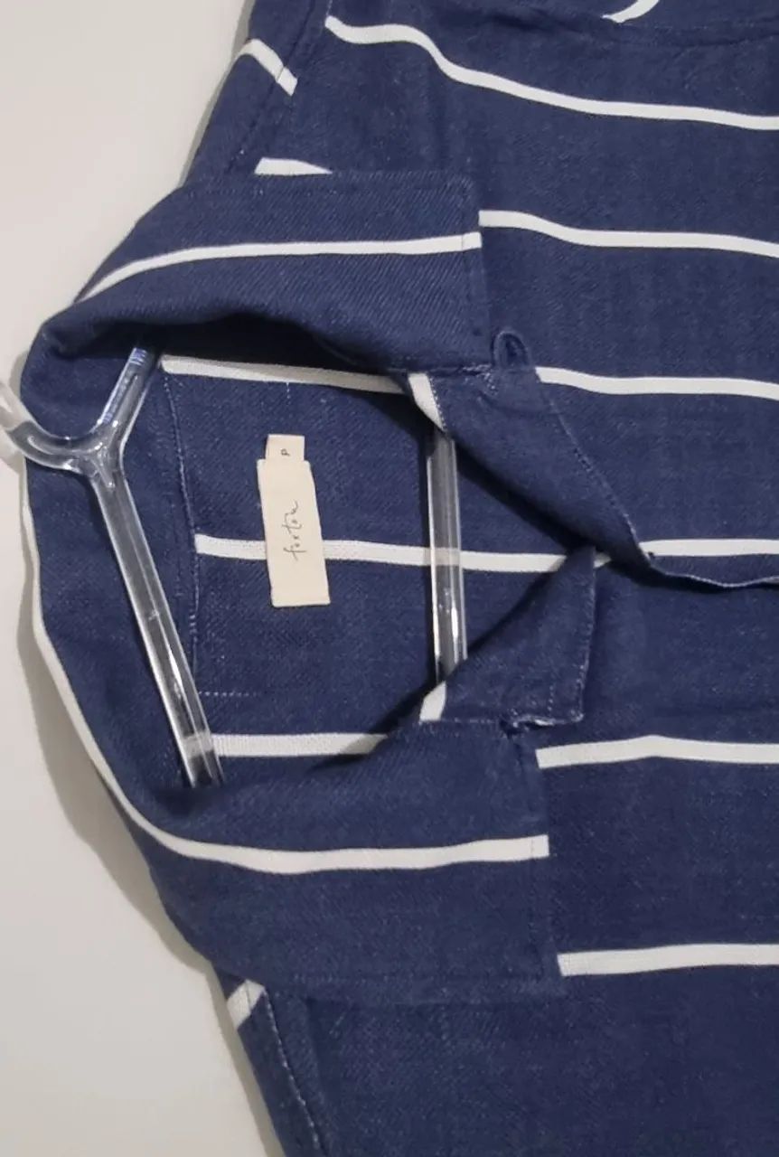Camisa Foxton azul com listras brancas P - Foto 3