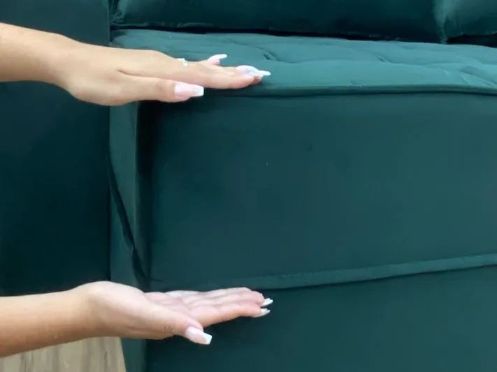 Sofá Retrátil 2 Lugares 180cm Molas Ensacadas D33 Veludo Verde - Foto 3