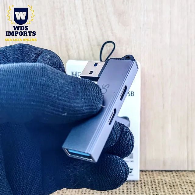 Adaptador Hub Usb 3 em 1 com 2 saída Tipo C - Foto 3