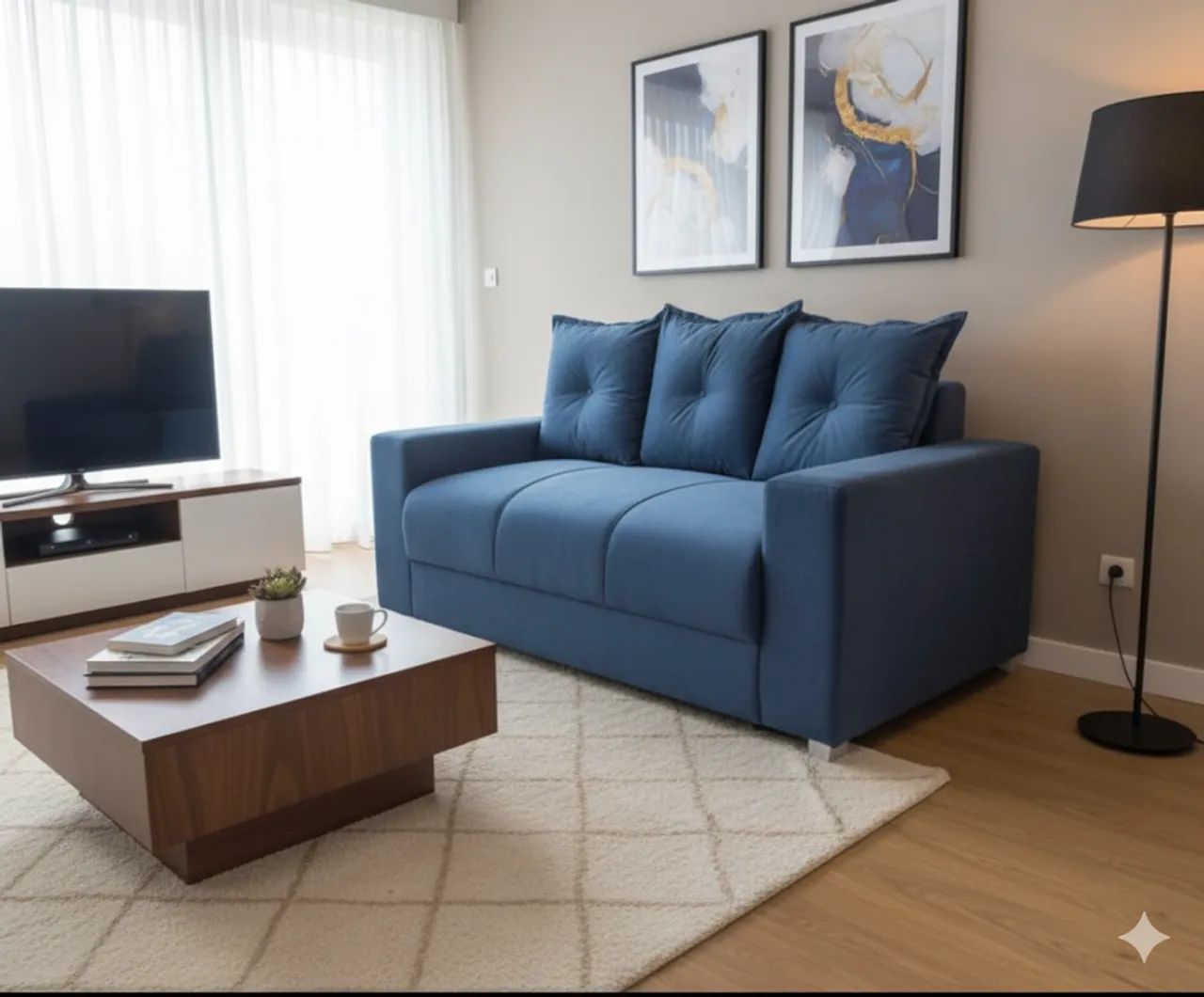 Excelente oferta de sofá 3 lugares com almofada soltas  