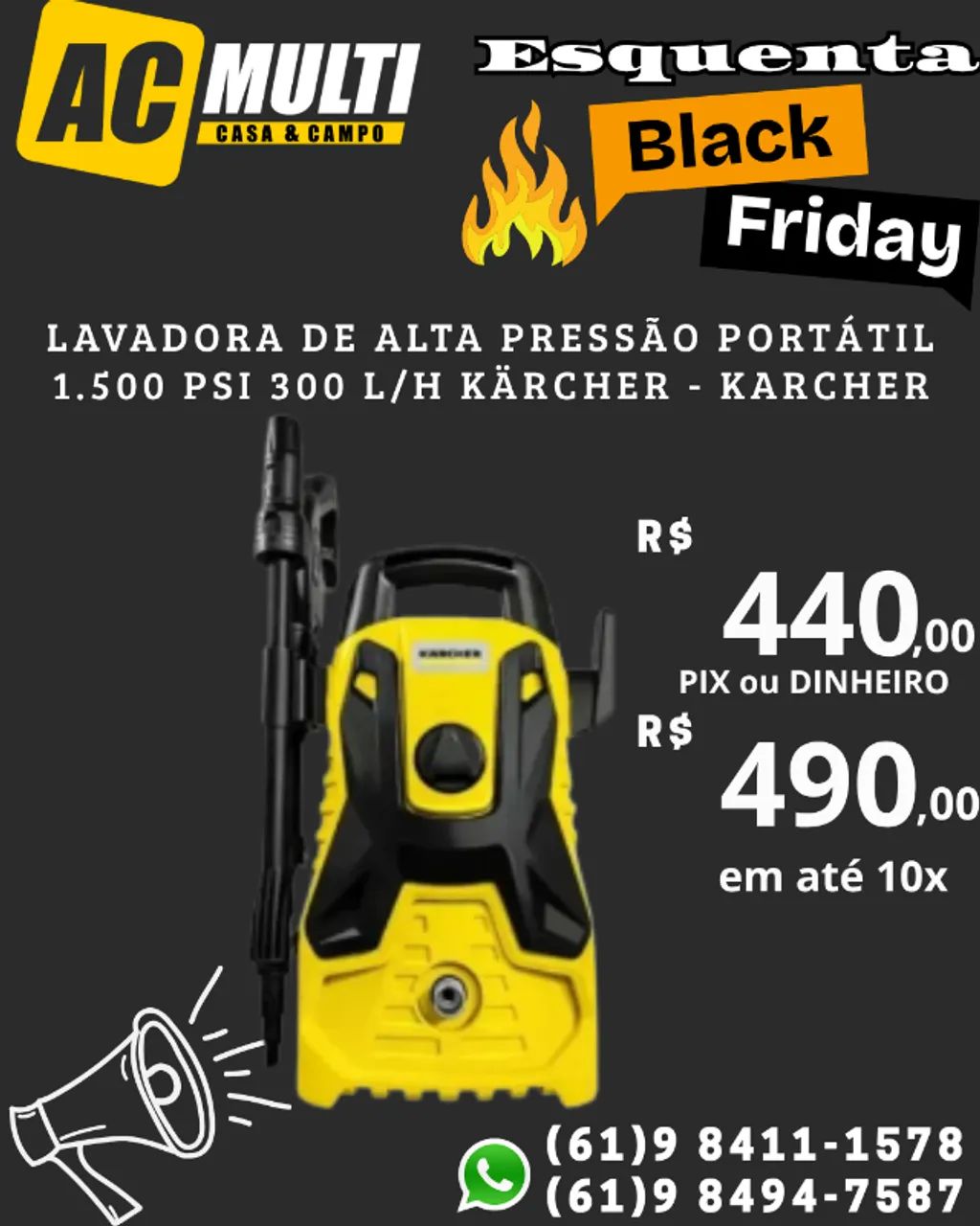 Lavadora de Alta Pressão Portátil 1.500 PSI 300 L/h Kärcher - Karcher