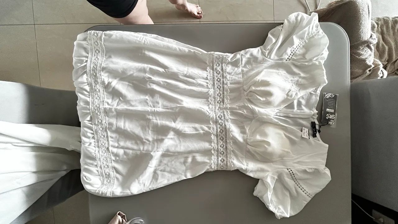 Vestido longo branco com renda gripi 42 - Foto 3