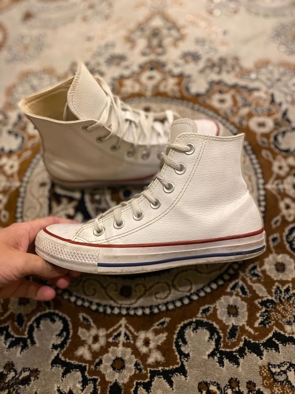 Converse All Star Chuck Taylor Couro Branco Original Calçados