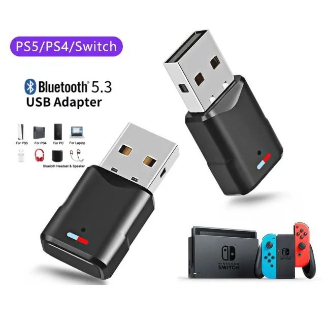 Adaptador Áudio Bluetooth 5.3 - TV, PS5, PS4, Nintendo Switch, PC e Notebook