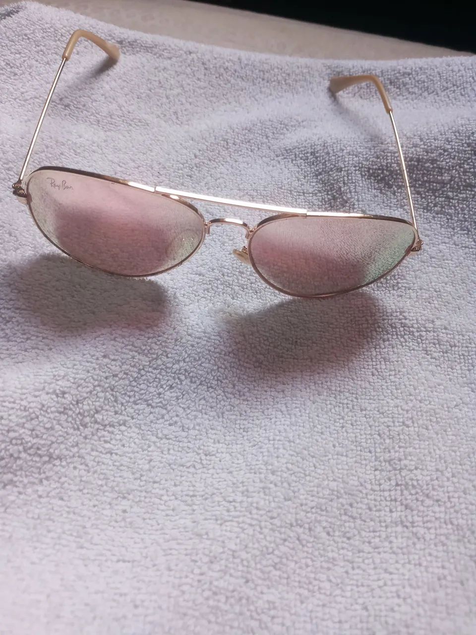 Óculos de sol Ray-Ban Aviador Dourado com  Lentes Rosa
